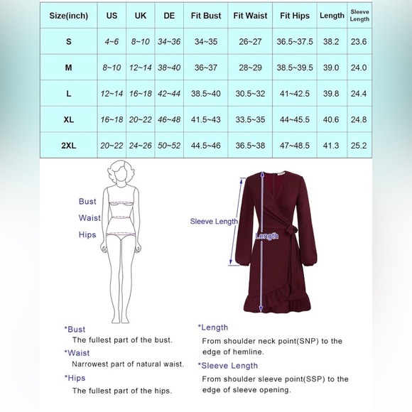 NWT Ruffled Long Sleeve Wrap Dress Size Large - Picture 5 of 5